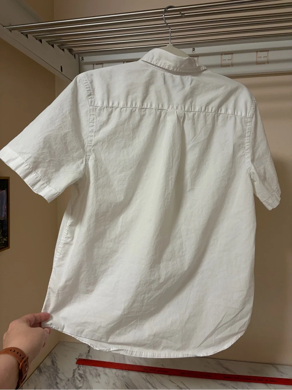 Ralph Lauren White Short-Sleeve Button-Down Shirt with Light Blue Pony